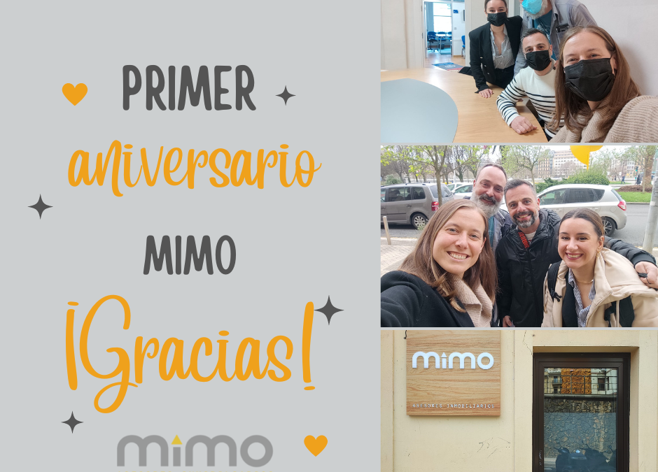 Primer aniversario de mimo asesores inmobiliarios. Gracias a todos nuesros clientes y amigos. Vender y comprar pisos Donosti Errenteria. www.inmomimo.com